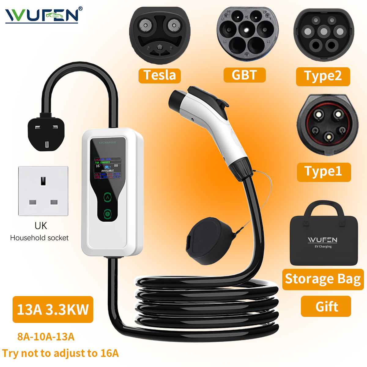 Outdoor Usb Power Supply - WUFEN Electric Car Portable Type2 GBT