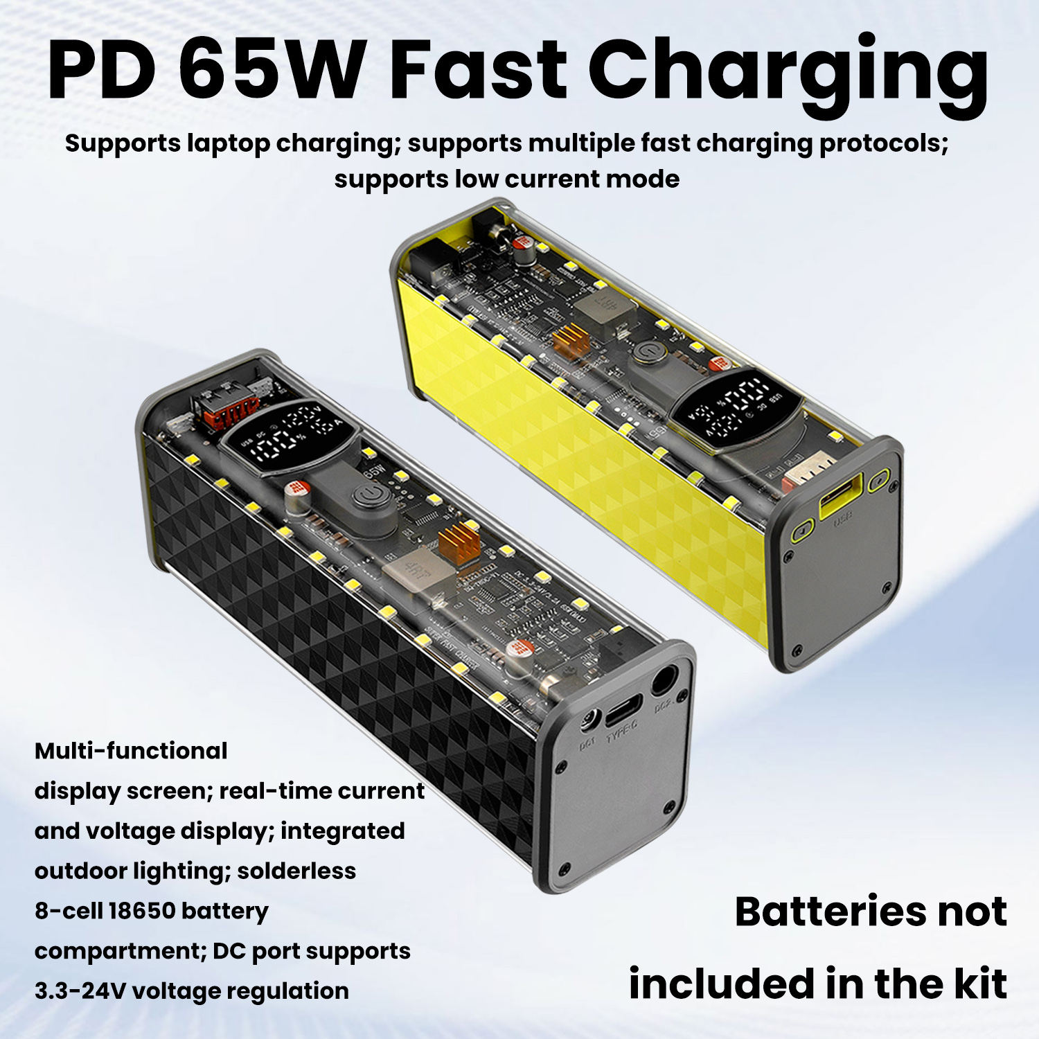 Outdoor Power Board Box - 65W PD Fast Charge 8-Cell Solderless