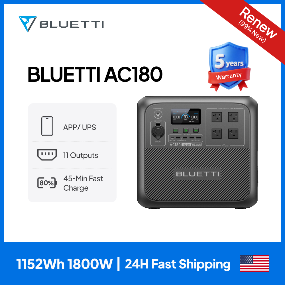 【RENEW】BLUETTI AC180 Solar Por - огляд і ціна Portable Generator Inverter